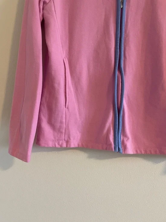 Ralph Lauren Logo Vintage Y2K Zip Up Sweatshirt Women Size Small Baby Pink Blue - Picture 3 of 6